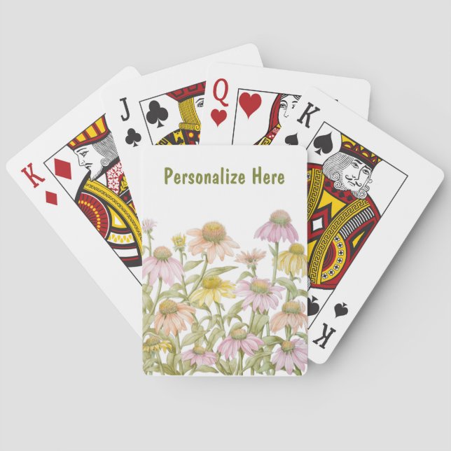 Baraja De Cartas Las flores acuarela Arte botánico (Reverso)