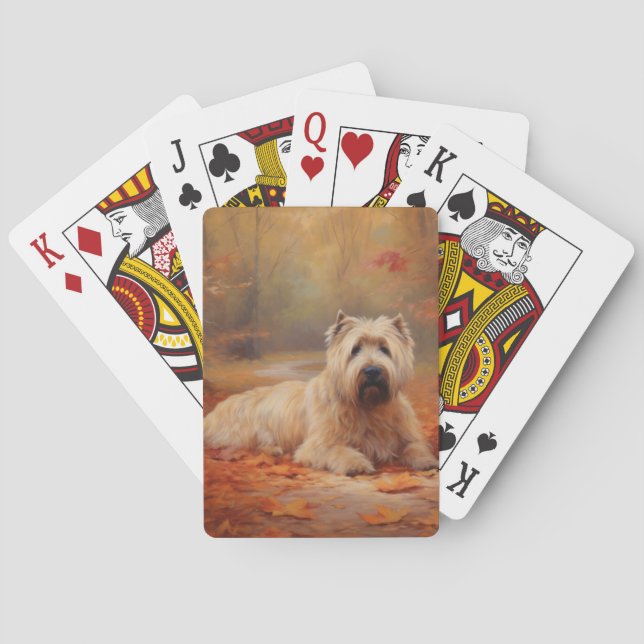 Baraja De Cartas Las hojas de Wheaten Terrier se inspiran en otoño (Reverso)