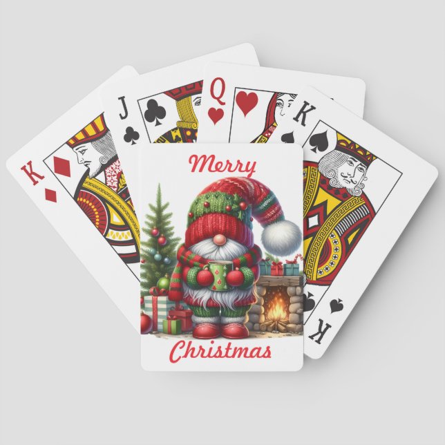 Baraja De Cartas Las tarjetas de juego navideñas de Gnome (Reverso)