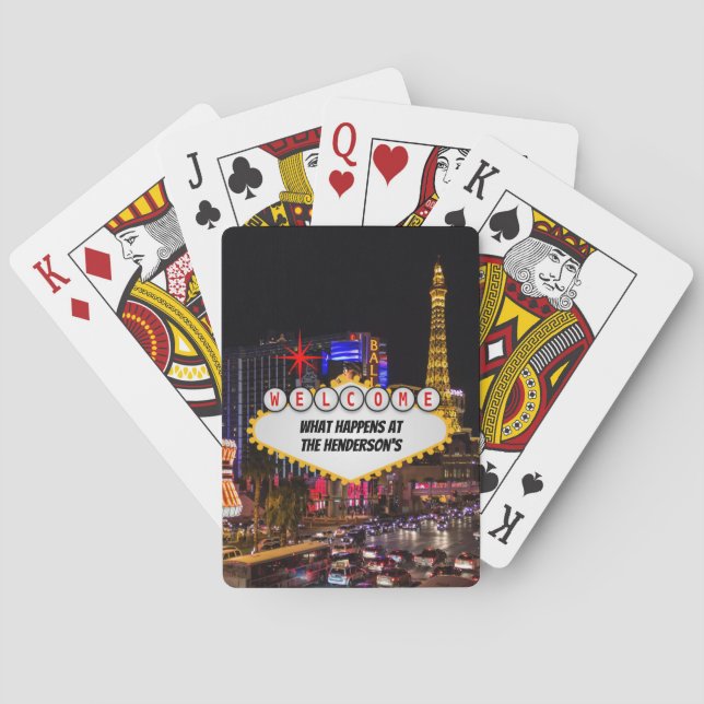 Baraja De Cartas Las Vegas en la noche tu texto (Reverso)