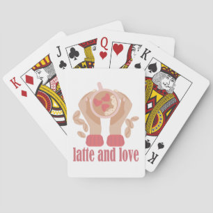 Baraja De Cartas Latte y taza de amor, manos y cita de café