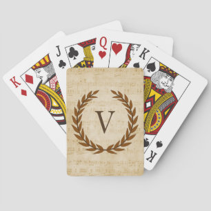 Baraja De Cartas Laurel Wreath Sheet Music Monograma Inicial V
