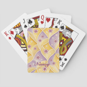 Baraja De Cartas Lavanda Diseño Floral Dorado Elegante Personalizab