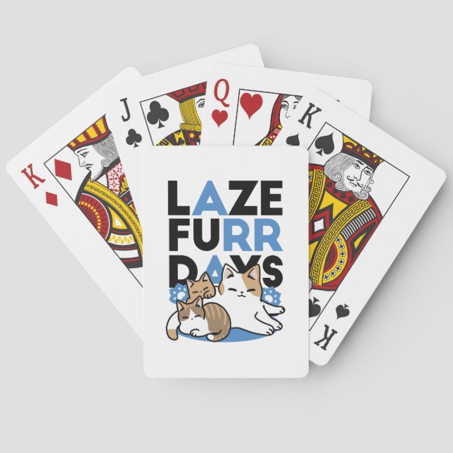 Baraja De Cartas Laze Furr Days - Diseño de gatos perezosos (Reverso)