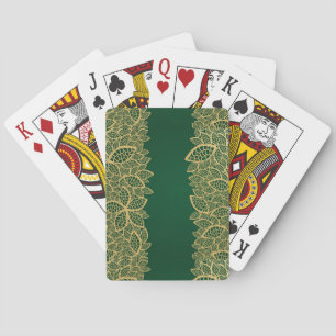Baraja De Cartas Lazo dorado sobre fondo verde