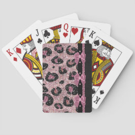 Baraja De Cartas Lazos de cinta de estampado de leopardo rosa RAB R