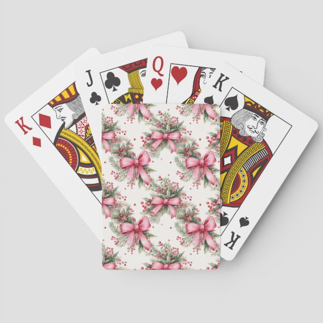 Baraja De Cartas Lazos de Navidad rosados (Reverso)