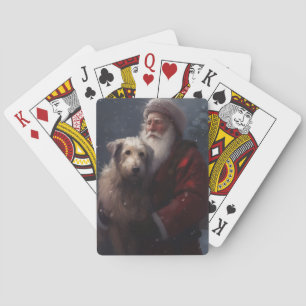 Baraja De Cartas Lebrel con Santa Claus Festivo de Navidad