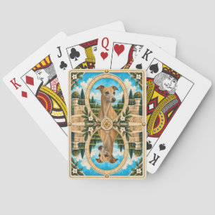 Baraja De Cartas Lebrel Italiano, Arte de Perro con Acuarela Vintag