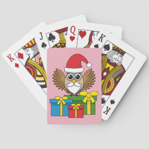 Baraja De Cartas Lechuza de Santa Claus con regalos