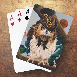 Baraja De Cartas Lechuza de sombrero superior de acero suave