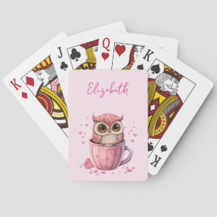 Baraja De Cartas Lechuza rosada en una copa