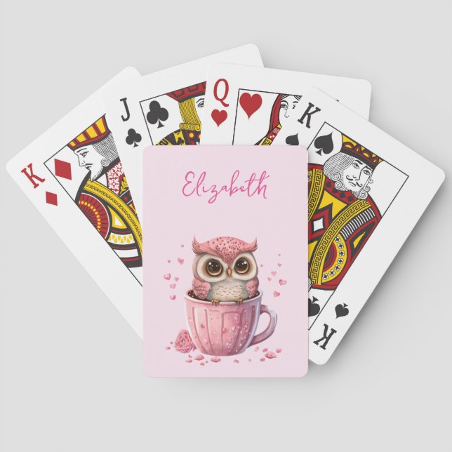 Baraja De Cartas Lechuza rosada en una copa (Reverso)