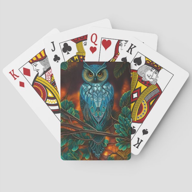 Baraja De Cartas Lechuza Turquesa (Reverso)