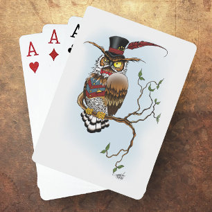 Baraja De Cartas Lechuza victoriana Steampunk
