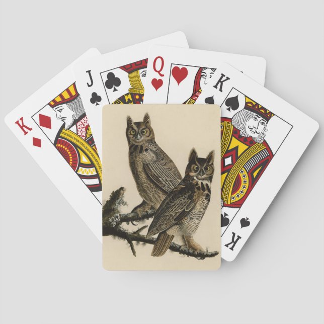 Baraja De Cartas Lechuzas de cuerno grande (por John James Audubon) (Reverso)