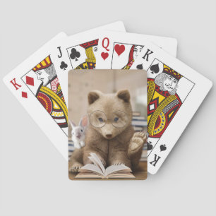 Baraja De Cartas Lector de libros de lectura de osos y conejos