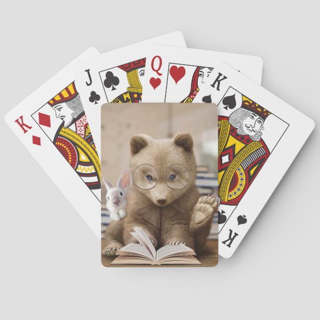 Baraja De Cartas Lector de libros de lectura de osos y conejos (Reverso)