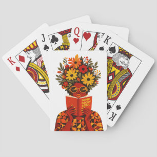 Baraja De Cartas Lectura floral Mind Grow Soul Mujer Afro SVG PNG