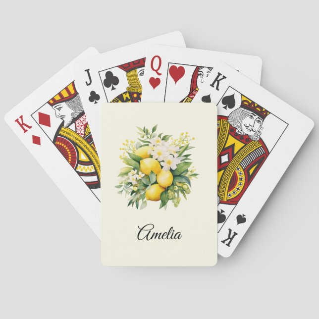 Baraja De Cartas Lemon Bouquet with White Blossoms (Reverso)