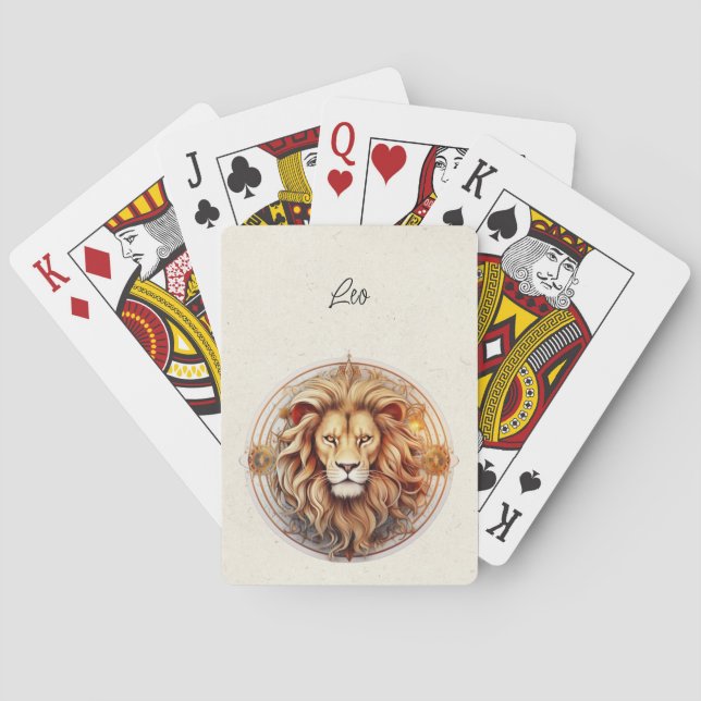 Baraja De Cartas Leo Lion Zodiac Minimalista (Reverso)