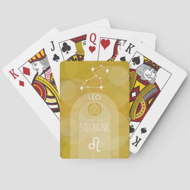 Baraja De Cartas Leo Personalizado Birthday Zodiac - Diseño moderno (Reverso)