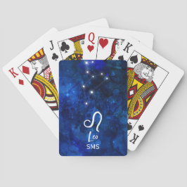 Baraja De Cartas Leo Zodiac Constellation Dark Blue Galaxy Monogram