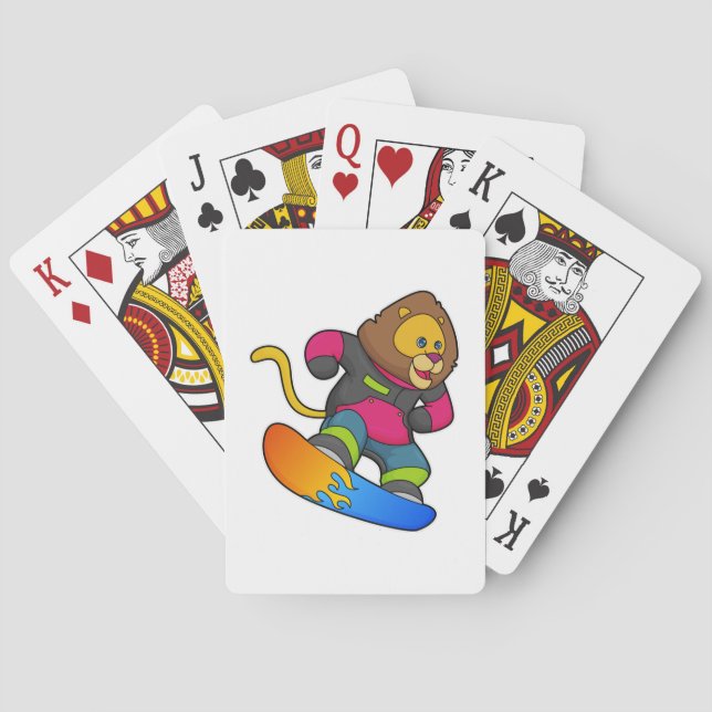 Baraja De Cartas León como snowboarder con Snowboard (Reverso)