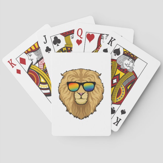 Baraja De Cartas León con gafas de sol (Reverso)