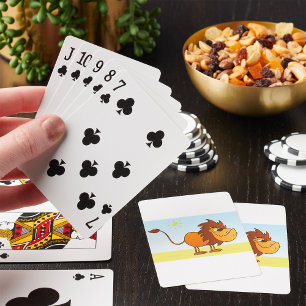 Baraja De Cartas León de dibujos animados divertido en el sol anima