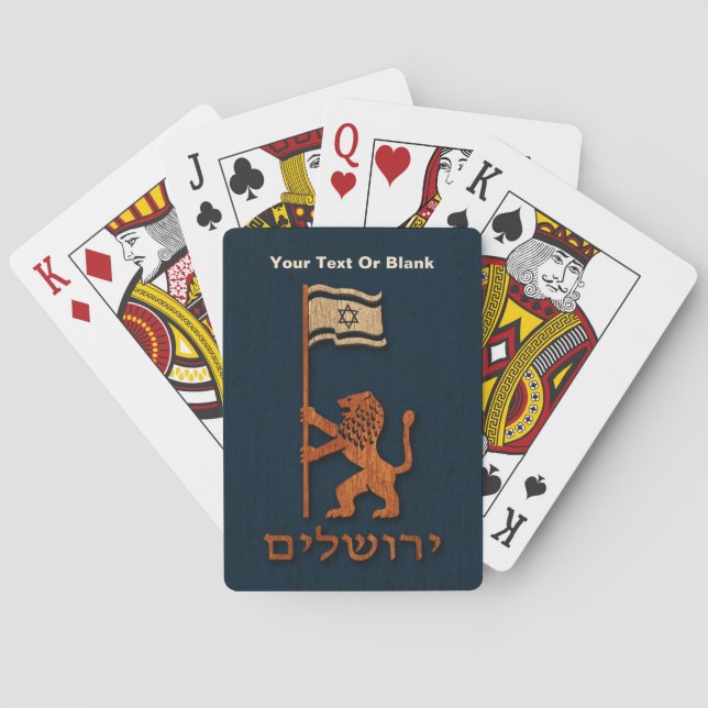 Baraja De Cartas León del Día de Jerusalén con bandera (Reverso)
