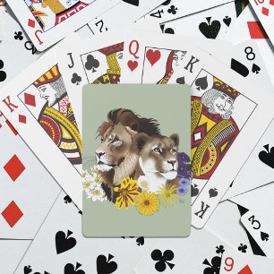 Baraja De Cartas León Leona Floral Verde 