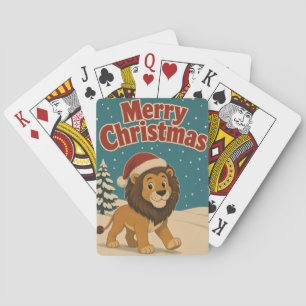 Baraja De Cartas León Nieve Patio Animal Navidad