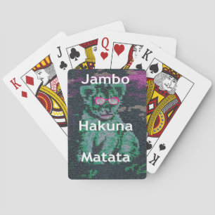 Baraja De Cartas León verde con gafas rosas "Hakuna Matata" Arte