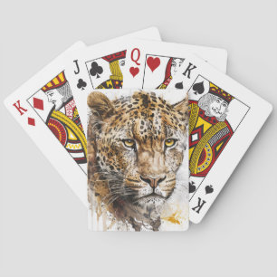 Baraja De Cartas Leopard Portrait Animal Pintura de vida silvestre 