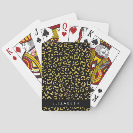 Baraja De Cartas Leopard Print, Gold Leopard, Purpurina, tu nombre