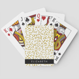 Baraja De Cartas Leopard Print, Gold Leopard, Purpurina, tu nombre