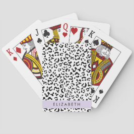 Baraja De Cartas Leopard Print, Spots, Black And White, Tu Nombre