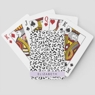 Baraja De Cartas Leopard Print, Spots, Black And White, Tu Nombre