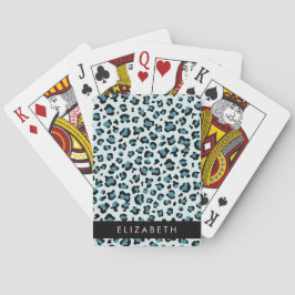 Baraja De Cartas Leopard Print, Spots, Blue Leopard, tu nombre