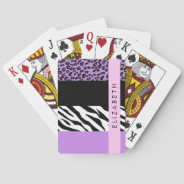 Baraja De Cartas Leopard Print, Zebra Print, Purple, Tu Nombre