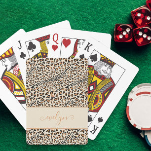 Baraja De Cartas Leopardo Animal Print Cream Black Tan Script Name