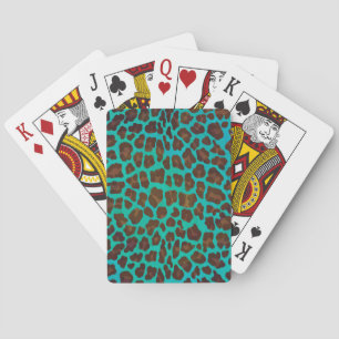 Baraja De Cartas Leopardo Brown e impresión Verde azulada