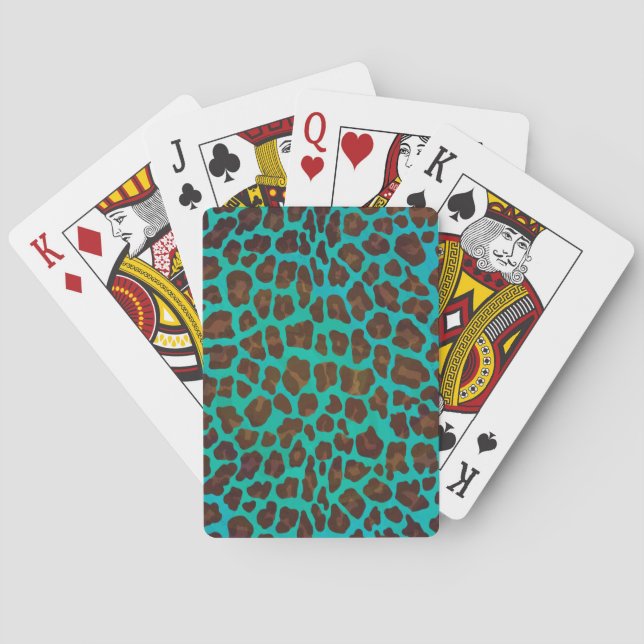 Baraja De Cartas Leopardo Brown e impresión Verde azulada (Reverso)