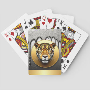 Baraja De Cartas Leopardo Dorado Con Detalles De Gota De Agua 🐆