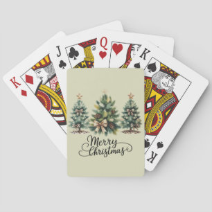 Baraja De Cartas Leopardo Feliz Navidad Árbol Coqueta Lazo Navidad
