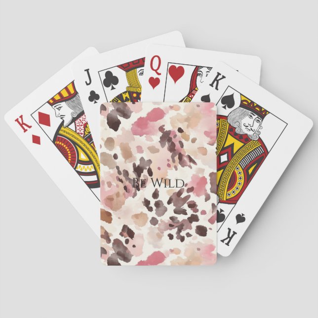Baraja De Cartas Leopardo marrón crema rosa (Reverso)