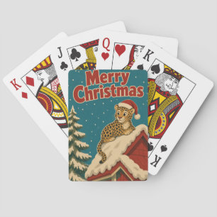 Baraja De Cartas Leopardo Nieve Techo Animal Navidad