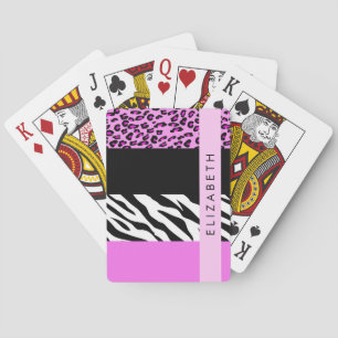 Baraja De Cartas Leopardo Print, Zebra Print, Pink, Your Name