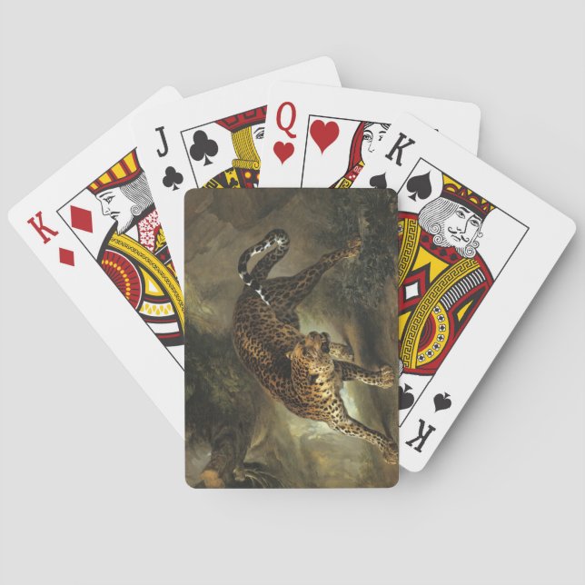 Baraja De Cartas Leopardo salvaje feroz (por Jean-Baptiste Oudry) (Reverso)